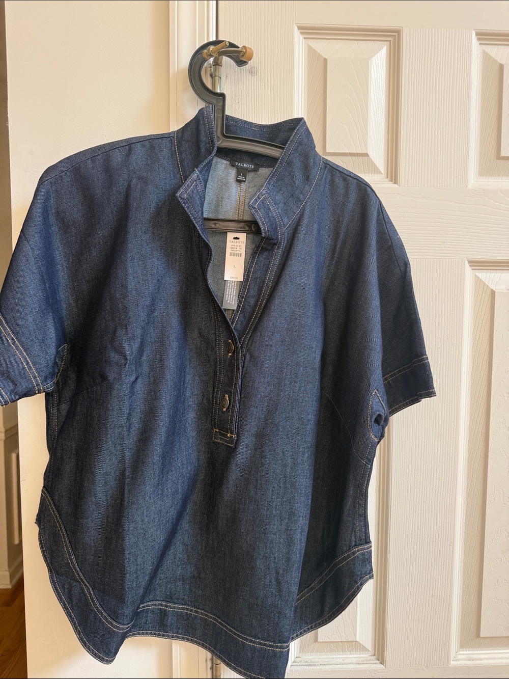Talbots Dark Indigo Denim Button-Front Casual Shirt